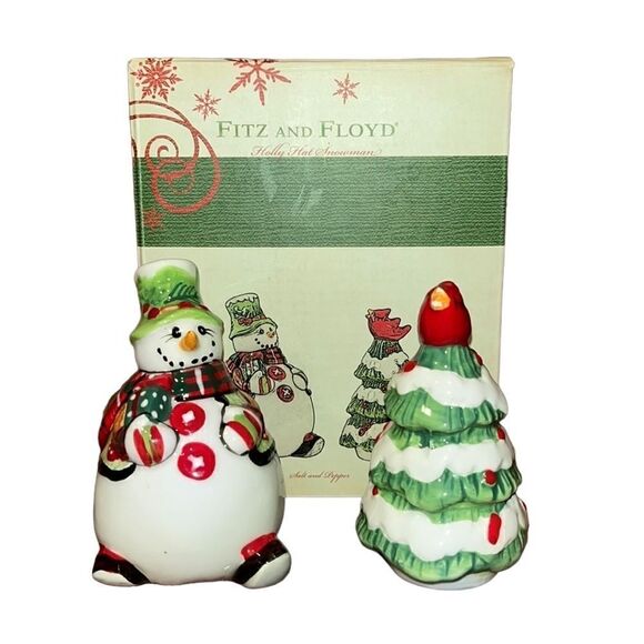 Fitz & Floyd 2013 Holly Hat Salt and Pepper Shaker - Picture 1 of 15